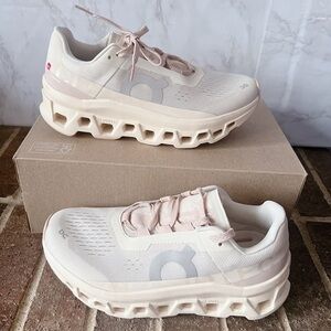 On Running Women's Platform Shoes in Cream and Pink